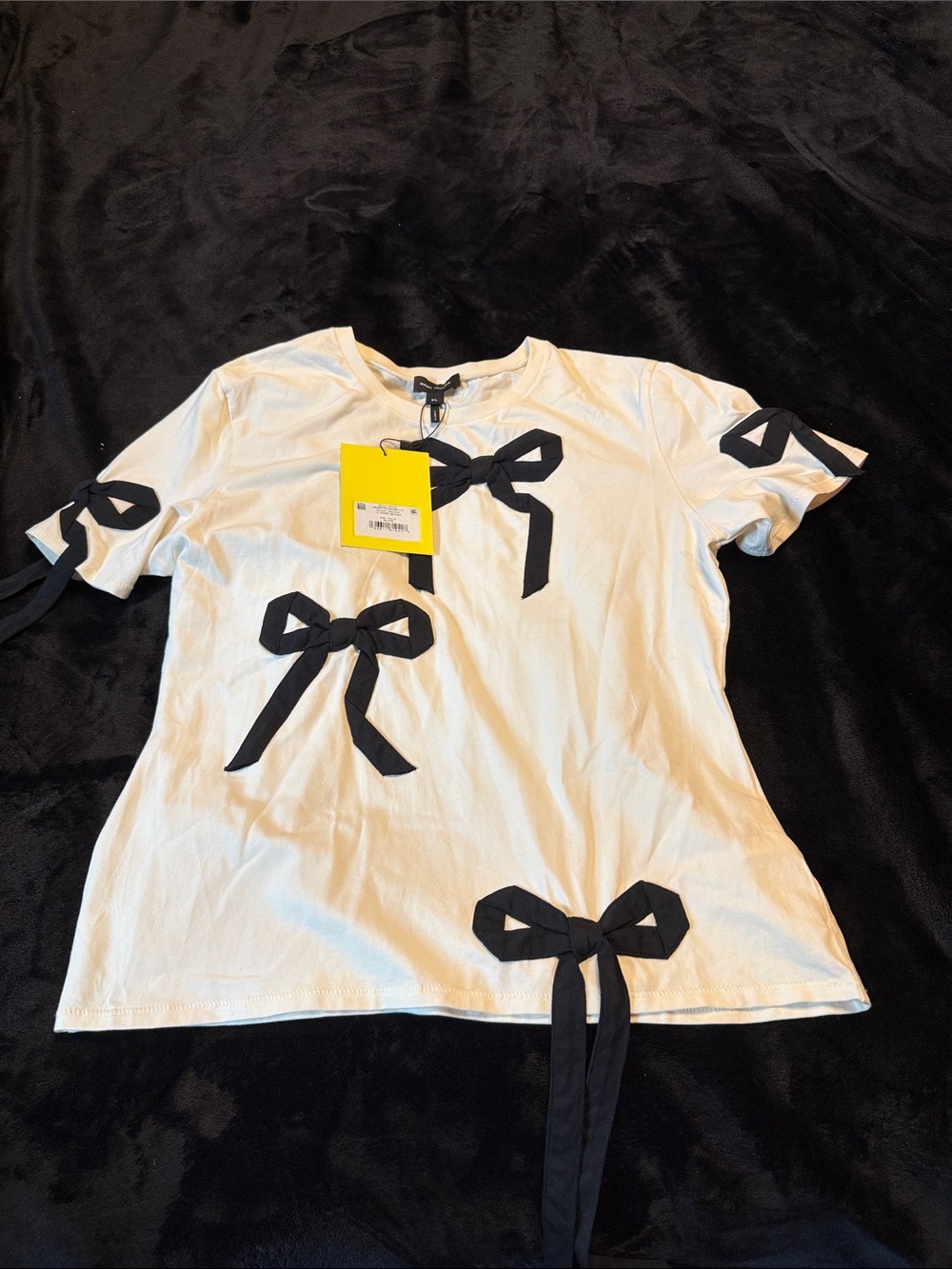 NWT Marc Jacobs WHITE T-shirt with black 3-D bows size XL
